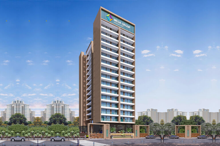Mega 75 West Vashi Sector 10 — 2 BHK G+14 sea-view tower